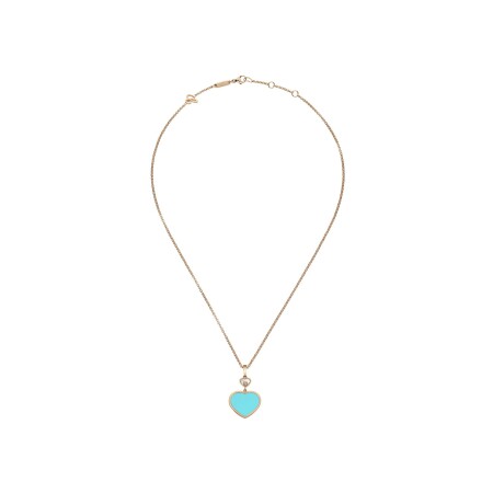 Pendentif Chopard Happy Hearts en or rose, diamant et turquoise