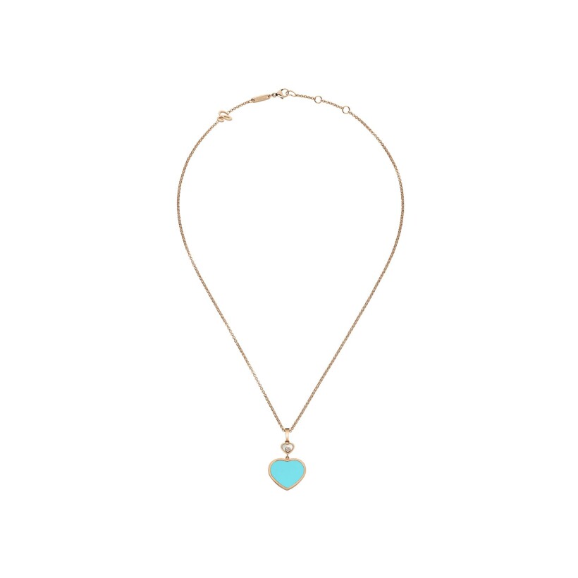 Chopard Happy Hearts, rose gold, diamond, turquoise pendant
