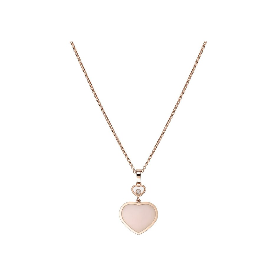 Pendentif Chopard Happy Hearts en or rose, opale rose et diamant