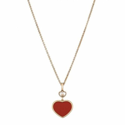 Pendentif Chopard Happy Hearts en or rose, diamant et pierre rouge