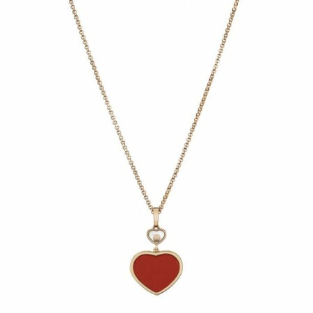 Chopard Happy Hearts pendant, rose gold, diamond, red stone