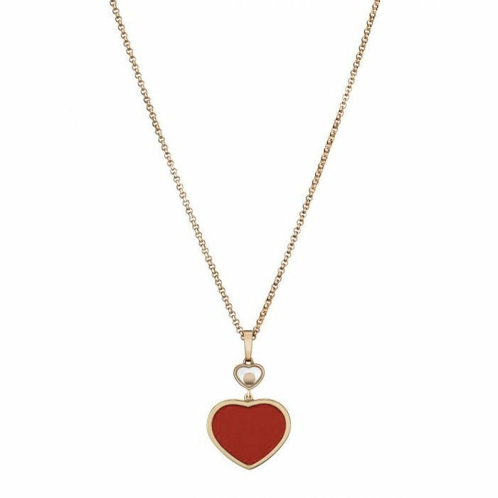 Pendentif Chopard Happy Hearts en or rose, diamant et pierre rouge