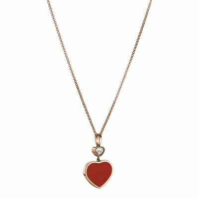 Pendentif Chopard Happy Hearts en or rose, diamant et pierre rouge