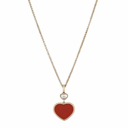 Chopard Happy Hearts pendant, rose gold, diamond, red stone