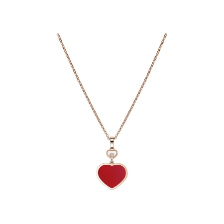 Chopard Happy Hearts pendant in pink gold, diamond and carnelian