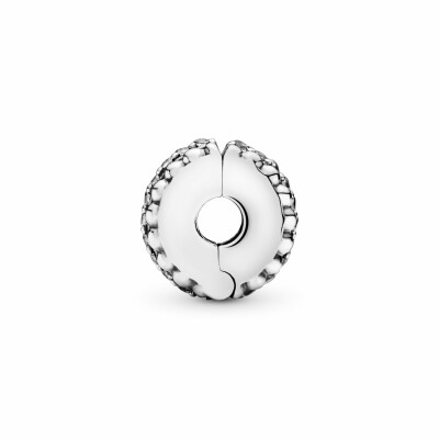 Charm Purely Pandora clip perlé en argent et oxyde de zirconium