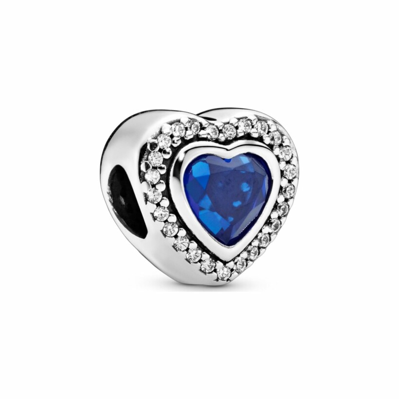 Charm Pandora Colours cœur bleu scintillant en argent et cristal, oxyde de zirconium