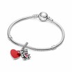 Charm Disney x Pandora Pendant Disney Mickey & Minnie Amour en argent, résine et oxyde de zirconium