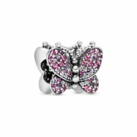 Charm Pandora Garden papillon pavé rose en argent et cristal, oxyde de zirconium