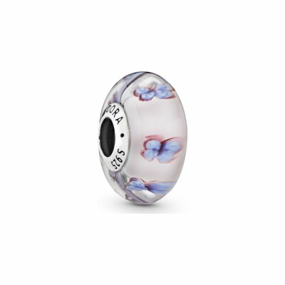 Charm Pandora Colours verre de murano rose papillon en argent