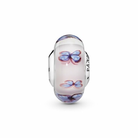 Charm Pandora Colours verre de murano rose papillon en argent