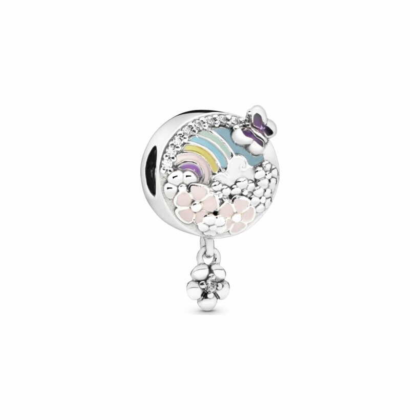 Charm Pandora Garden pendant arc-en-ciel & fleur en argent et oxyde de zirconium