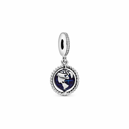 Charm Pandora Places pendant globe pivotant en argent et oxyde de zirconium