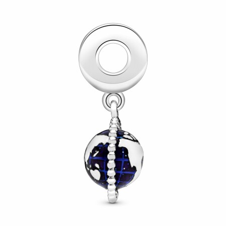 Charm Pandora Places pendant globe pivotant en argent et oxyde de zirconium