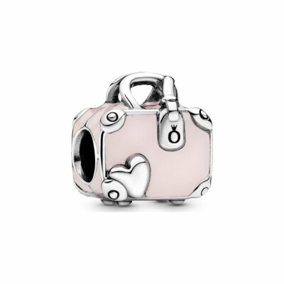 Charm Pandora Places sac de voyage rose en argent