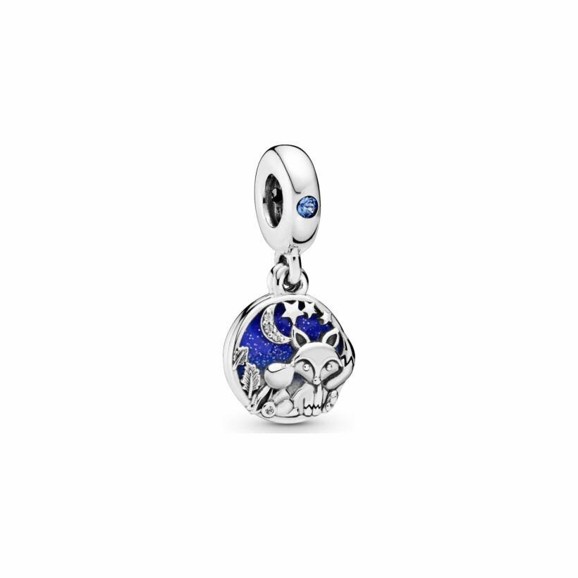 Charm Pandora Passions pendant renard et lapin en argent et oxyde de zirconium et cristal