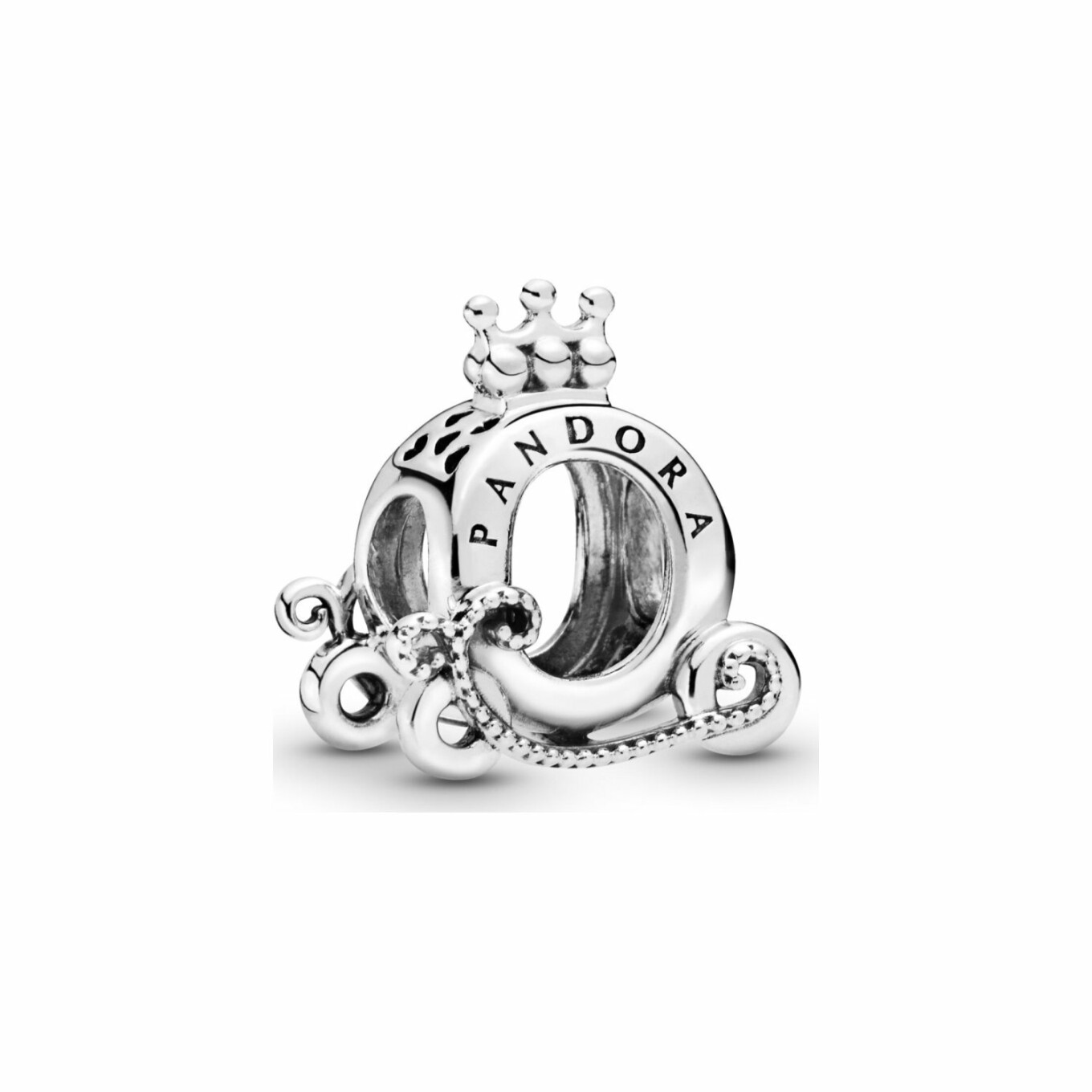 Charm Pandora Signature carrosse o couronné poli en argent