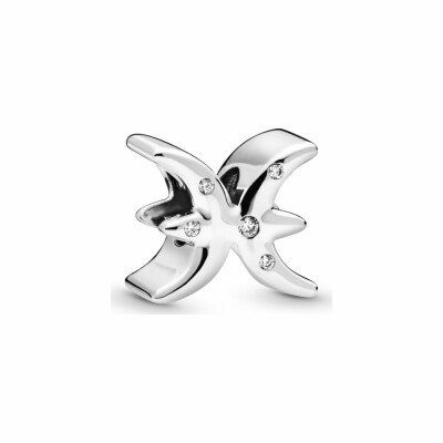 Charm Pandora ID zodiaque poisson scintillant en argent et oxyde de zirconium