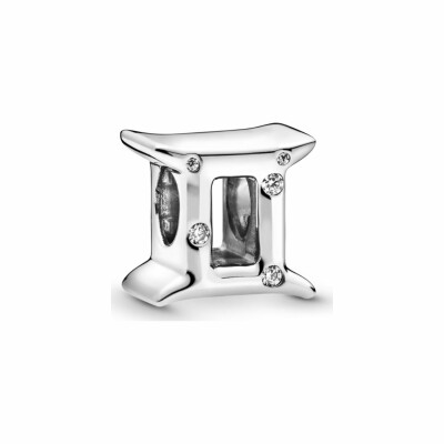 Charm Pandora ID zodiaque gémeau scintillant en argent et oxyde de zirconium