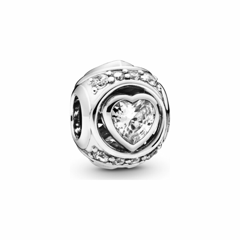 Charm Pandora Timeless cœur surélevé en argent et oxyde de zirconium