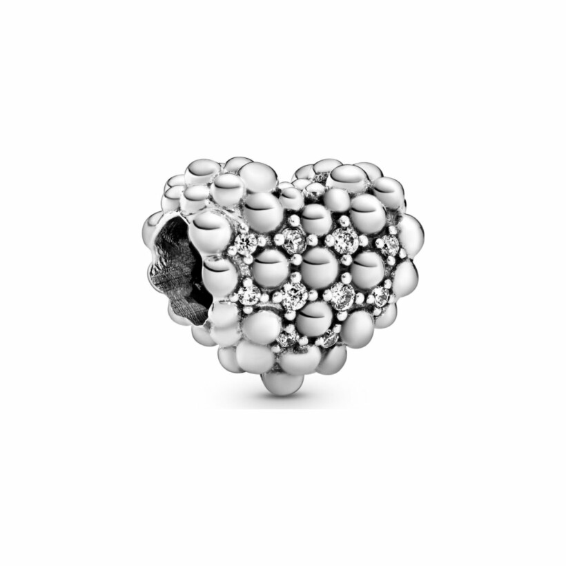 Charm Purely Pandora cœur scintillant perlé en argent et oxyde de zirconium