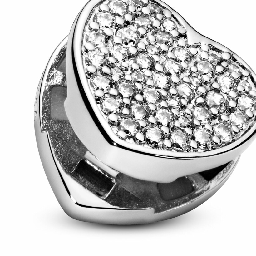 Charm Pandora Reflexions clip cœur pavé en argent et oxyde de zirconium