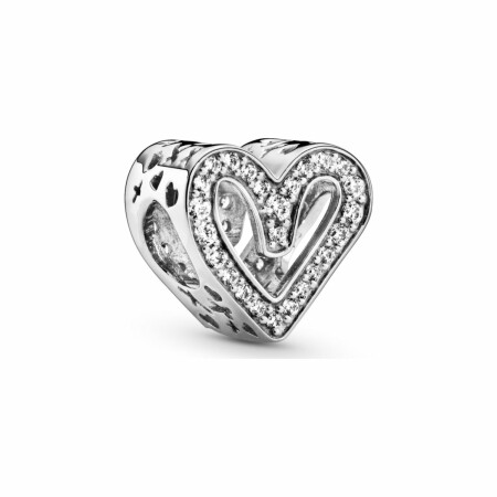 Charm Pandora People cœur dessiné scintillant en argent et oxyde de zirconium