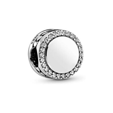 Charm Pandora Bouton Scintillant Gravable en argent 