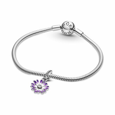 Charm Pandora Garden pendant marguerite violette en argent et oxyde de zirconium