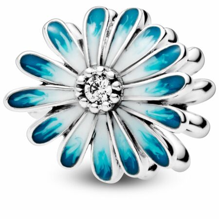 Charm Pandora Garden marguerite bleu en argent et oxyde de zirconium