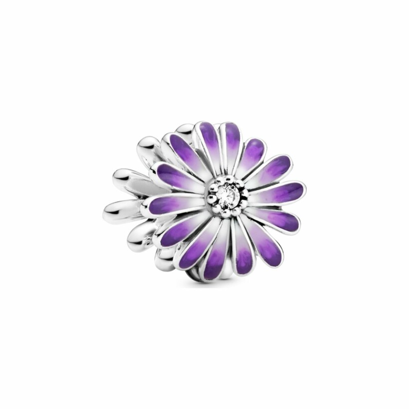 Charm Pandora Garden marguerite violette en argent et oxyde de zirconium