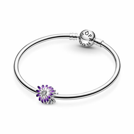 Charm Pandora Garden marguerite violette en argent et oxyde de zirconium