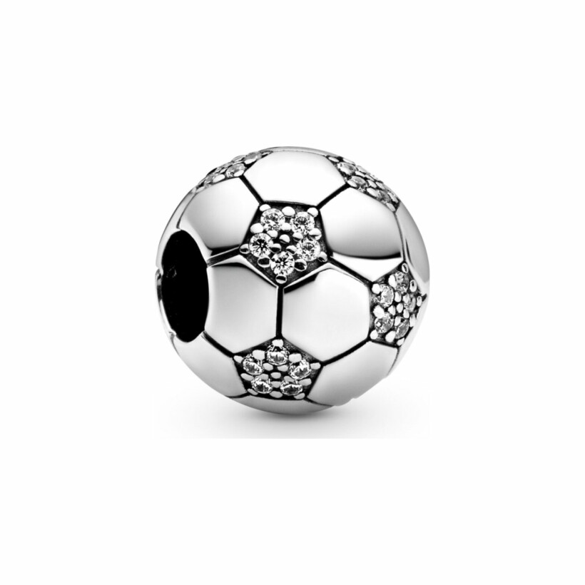 Charm Pandora Passions ballon de football scintillant en argent et oxyde de zirconium
