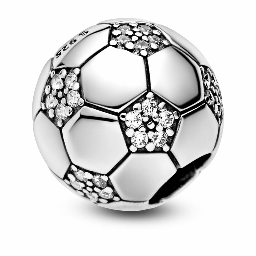 Charm Pandora Passions ballon de football scintillant en argent et oxyde de zirconium