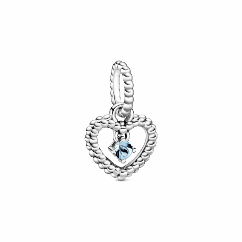 Charm Purely Pandora pendant coeur perlé bleu azur en argent et cristal