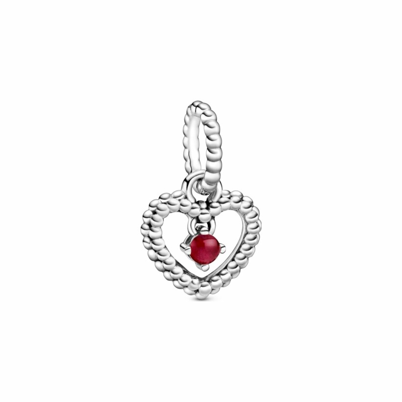 Charm Purely Pandora pendant cœur perlé rouge foncé en argent et cristal