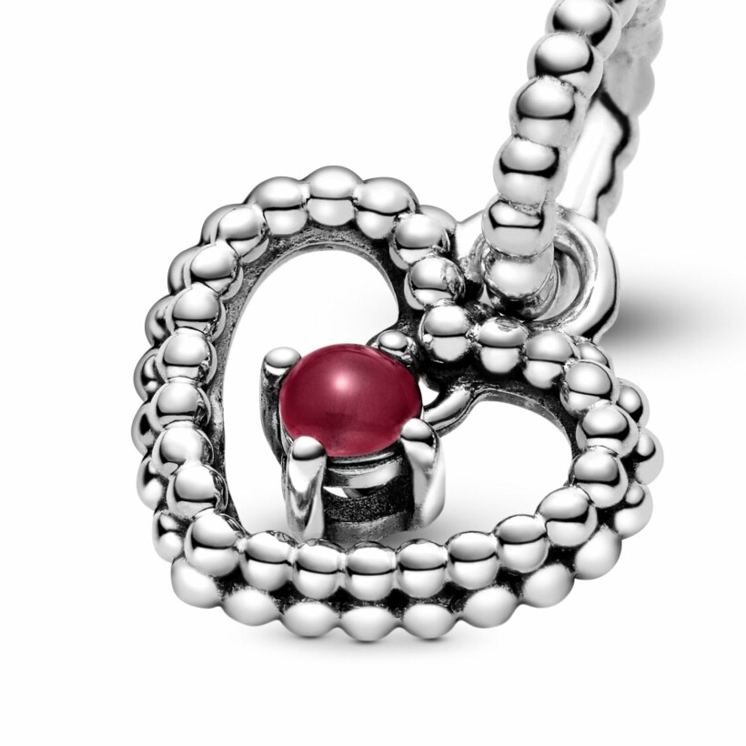 Charm Purely Pandora pendant cœur perlé rouge foncé en argent et cristal