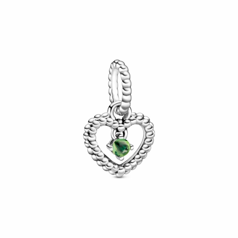 Charm Purely Pandora pendant cœur perlé vert printemps en argent et cristal