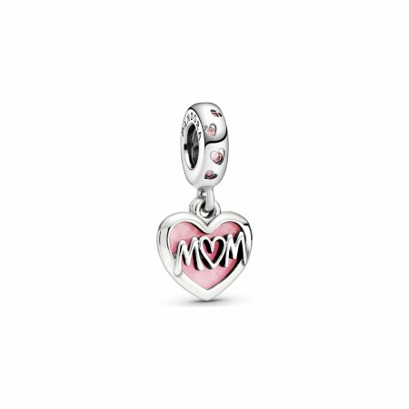 Charm Pandora People pendant cœur inscription mum (maman) en argent et oxyde de zirconium