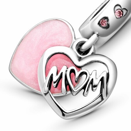 Charm Pandora People pendant cœur inscription mum (maman) en argent et oxyde de zirconium