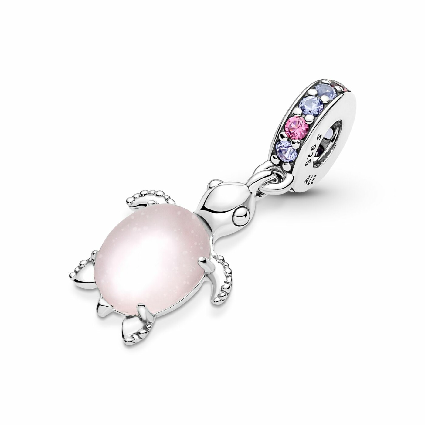 Charm pendant Pandora Moments Tortue De Mer Rose en argent et verre de Murano