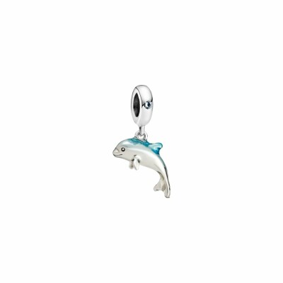 Charm Pandora dauphin chatoyant en argent et cristaux