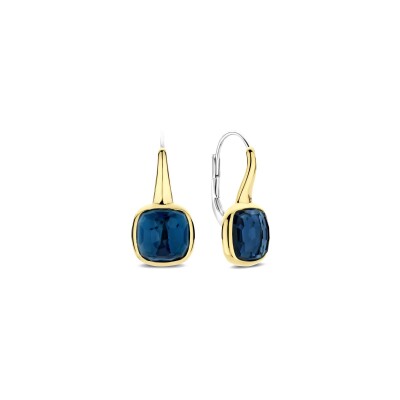Boucles d'oreilles Ti Sento en argent doré et cristal synthétique bleu