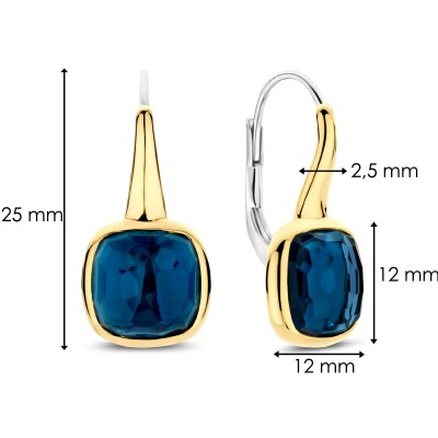 Boucles d'oreilles Ti Sento en argent doré et cristal synthétique bleu