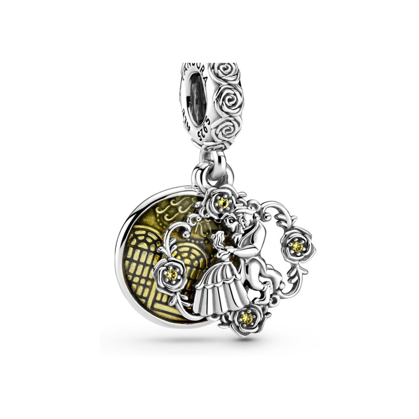 Charm Pandora avec pendentif Disney la Belle & la Bête en train de danser en argent