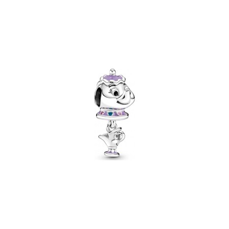 Charm Pandora avec pendentif Disney la Belle & la Bête Madame Samovar & Zip en argent