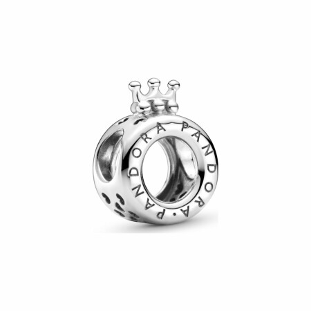 Charm Pandora Signature logo & o couronné en argent