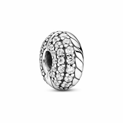 Charm Pandora Icons clip motif maille serpent pavé en argent et oxyde de zirconium