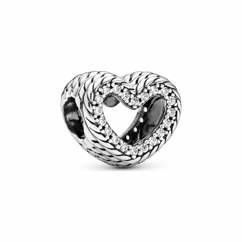 Charm Pandora Icons cœur ouvert motif maille serpent en argent et oxyde de zirconium