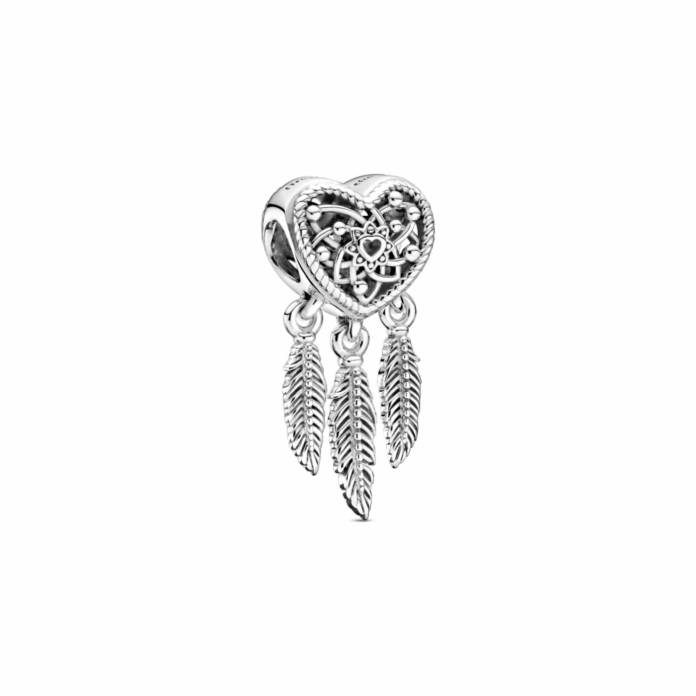 Charm Pandora Passions attrape-rêves cœur ajouré & trio de plumes en argent